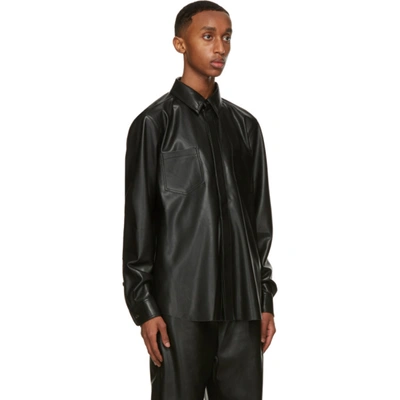 Shop Nanushka Black Vegan Leather Declan Shirt