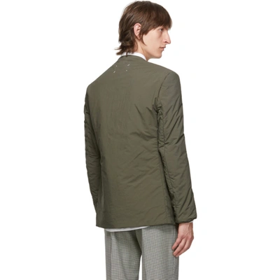 Shop Maison Margiela Khaki Garment-dyed Collarless Blazer In 727 Militar