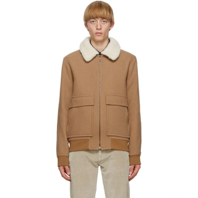 Shop A.p.c. Brown Wool Bronze Jacket In Cab Camel