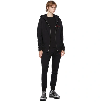 Shop Alexander Mcqueen Black Embroidered Logo Hoodie In 1000 Black