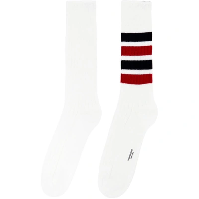 Shop Thom Browne White Chunky Rib 4-bar Mid-calf Socks In 100 White