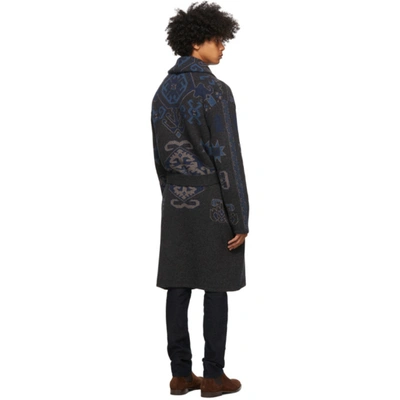 Shop Etro Grey Knit Jacquard Coat In 2 Grey