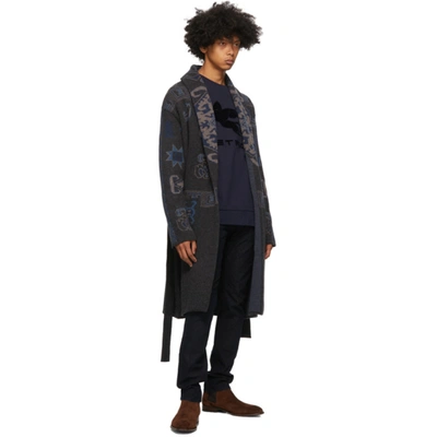 Shop Etro Grey Knit Jacquard Coat In 2 Grey