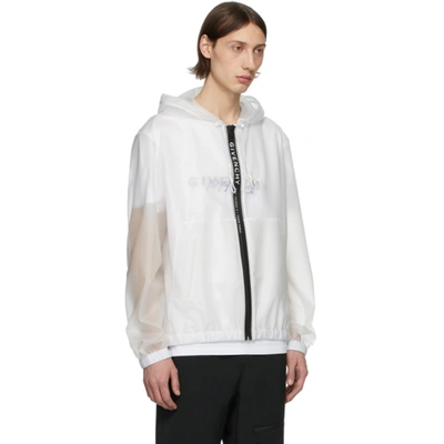 Shop Givenchy White Transparent Windbreaker Jacket In 100-white