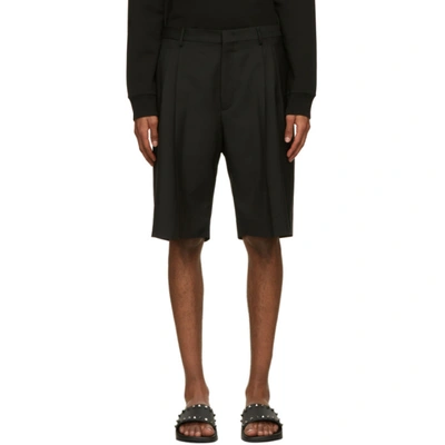 Shop Valentino Black Mohair Bermuda Shorts In 0no Nero