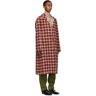 Shop Gucci Red Wool Tweed Coat In 6253 Redblu