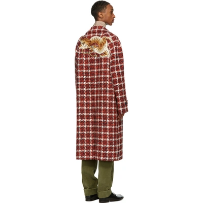 Shop Gucci Red Wool Tweed Coat In 6253 Redblu