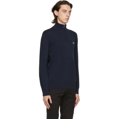 Shop Lacoste Navy Tricot Half-zip Sweatshirt In 066 Navy