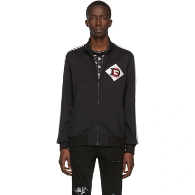 Shop Dolce & Gabbana Dolce And Gabbana Black Dg Patch Zip-up Sweater In N0000 Nero