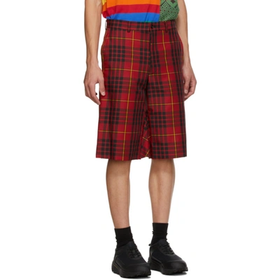 Shop Comme Des Garçons Homme Deux Red Tartan Shorts In 1 Red