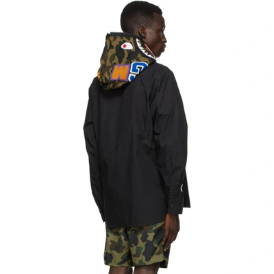 Shop Bape Black 1st Camo Shark Hoodie Shirt In Blk