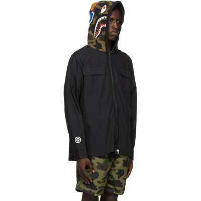 Shop Bape Black 1st Camo Shark Hoodie Shirt In Blk