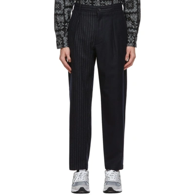 Shop Engineered Garments Navy Wool Carlyle Trousers In Aw002 Dknvy