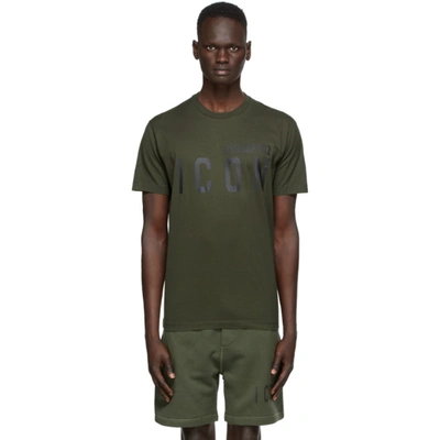 Shop Dsquared2 Green 'icon' T-shirt In 814 Brown