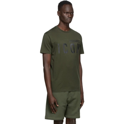 Shop Dsquared2 Green 'icon' T-shirt In 814 Brown