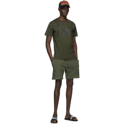 Shop Dsquared2 Green 'icon' T-shirt In 814 Brown