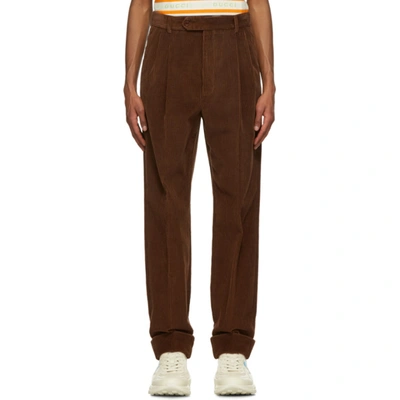 Shop Gucci Brown Regular Fit Corduroy Trousers In 2191 Noix