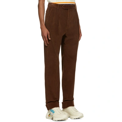 Shop Gucci Brown Regular Fit Corduroy Trousers In 2191 Noix