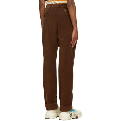 Shop Gucci Brown Regular Fit Corduroy Trousers In 2191 Noix