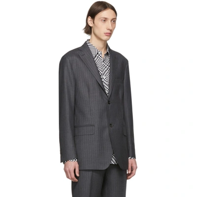 Shop Cobra Sc Grey Pinstripe Notched Lapel Blazer In Charcoal Pi