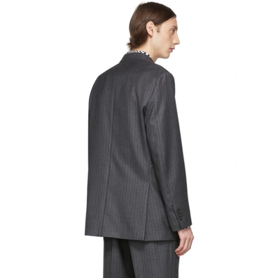 Shop Cobra Sc Grey Pinstripe Notched Lapel Blazer In Charcoal Pi