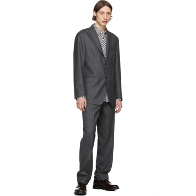 Shop Cobra Sc Grey Pinstripe Notched Lapel Blazer In Charcoal Pi