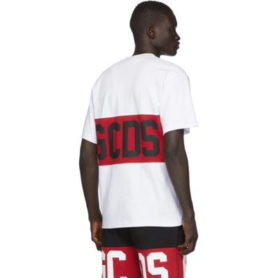 Shop Gcds White And Red Band Logo T-shirt In 01 White