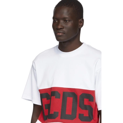 Shop Gcds White And Red Band Logo T-shirt In 01 White
