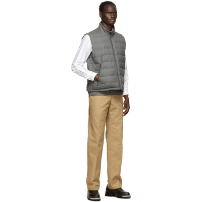 Shop Thom Browne Grey Down Super 120s Funnel Neck Vest In 035 Med Gre