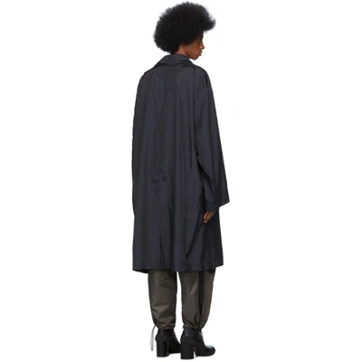 Shop Random Identities Navy Satin Overcoat