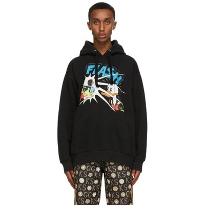 Gucci X Disney Donald Duck Cotton Hooded Sweatshirt In Black | ModeSens