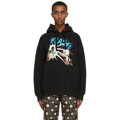 Shop Gucci Black Disney Edition Donald Duck Hoodie In 1043 Black/