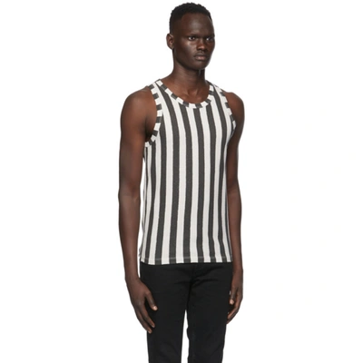 Shop Saint Laurent Black & Off-white Striped Tank Top In 9766 Ecrbl