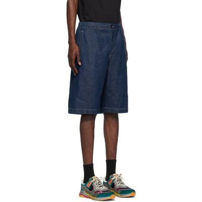 Shop Gucci Blue Washed Denim Shorts In 4759 Dkblu