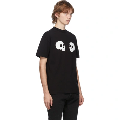 Shop Palm Angels Black Skulls T-shirt In Black/white