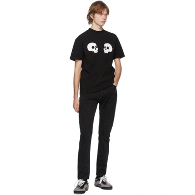 Shop Palm Angels Black Skulls T-shirt In Black/white