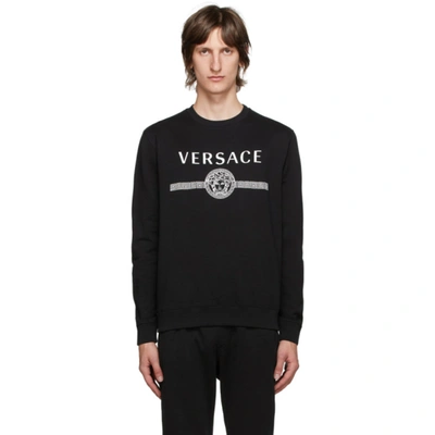 Shop Versace Black Medusa Logo Sweatshirt In A1008 Black