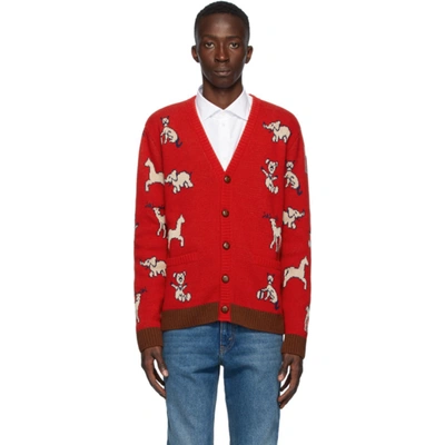 Shop Gucci Red Wool ' Hawaii' Cardigan In 6229 Lvred