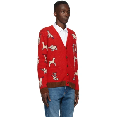 Shop Gucci Red Wool ' Hawaii' Cardigan In 6229 Lvred