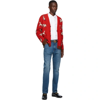 Shop Gucci Red Wool ' Hawaii' Cardigan In 6229 Lvred