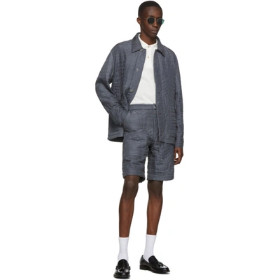 Shop Paul Smith Grey Silk Quilted Shorts In 70 Drkslate