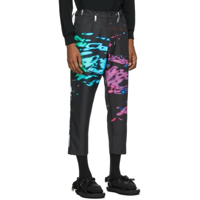 Shop Fumito Ganryu Black And Multicolor Kurta Trousers In Neon Paddle