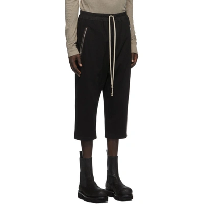 Shop Rick Owens Black Jersey Cropped Drawstring Lounge Pants In 09 Black