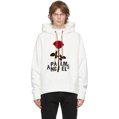 Shop Palm Angels Off-white Red Rose Hoodie In Off White