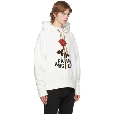 Shop Palm Angels Off-white Red Rose Hoodie In Off White