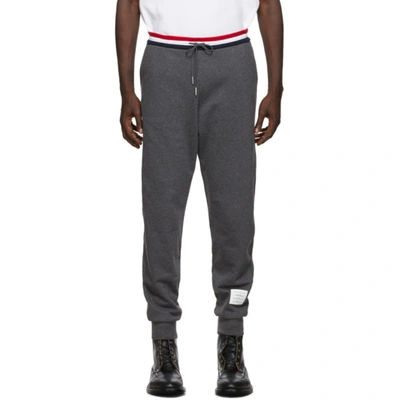 Shop Thom Browne Online Exclusive Grey French Terry Stripe Lounge Pants In 025 - Dark