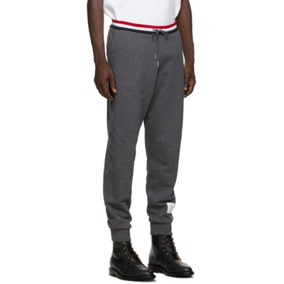 Shop Thom Browne Online Exclusive Grey French Terry Stripe Lounge Pants In 025 - Dark