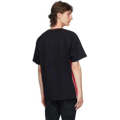 Shop Thom Browne Navy Interlocking Stripe T-shirt In 415 Navy