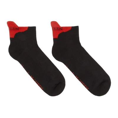 Shop Alexander Mcqueen Black And Red Signature Ankle Socks In 1074blkred