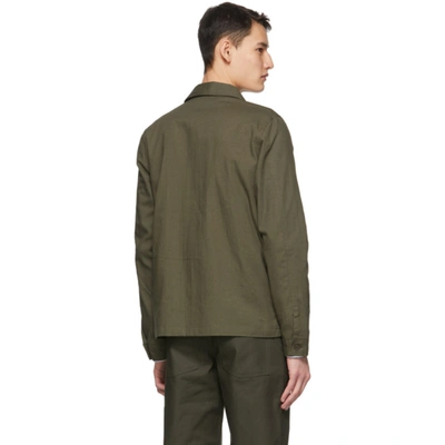 Shop Naked And Famous Green Oxford Work Shirt